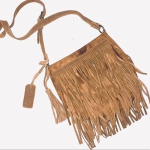 Fringe crossbody leather purse bag